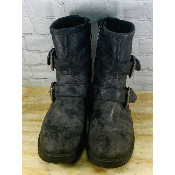 Harley Davidson Brushed Leather WILDER BOOTS Men's Black Gray Size 10M - Picture 7 of 13